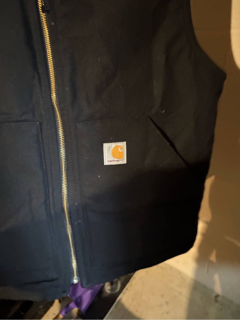 Carhartt Black Insulated Work Vest with Gold Zipper - Picture 3 of 4